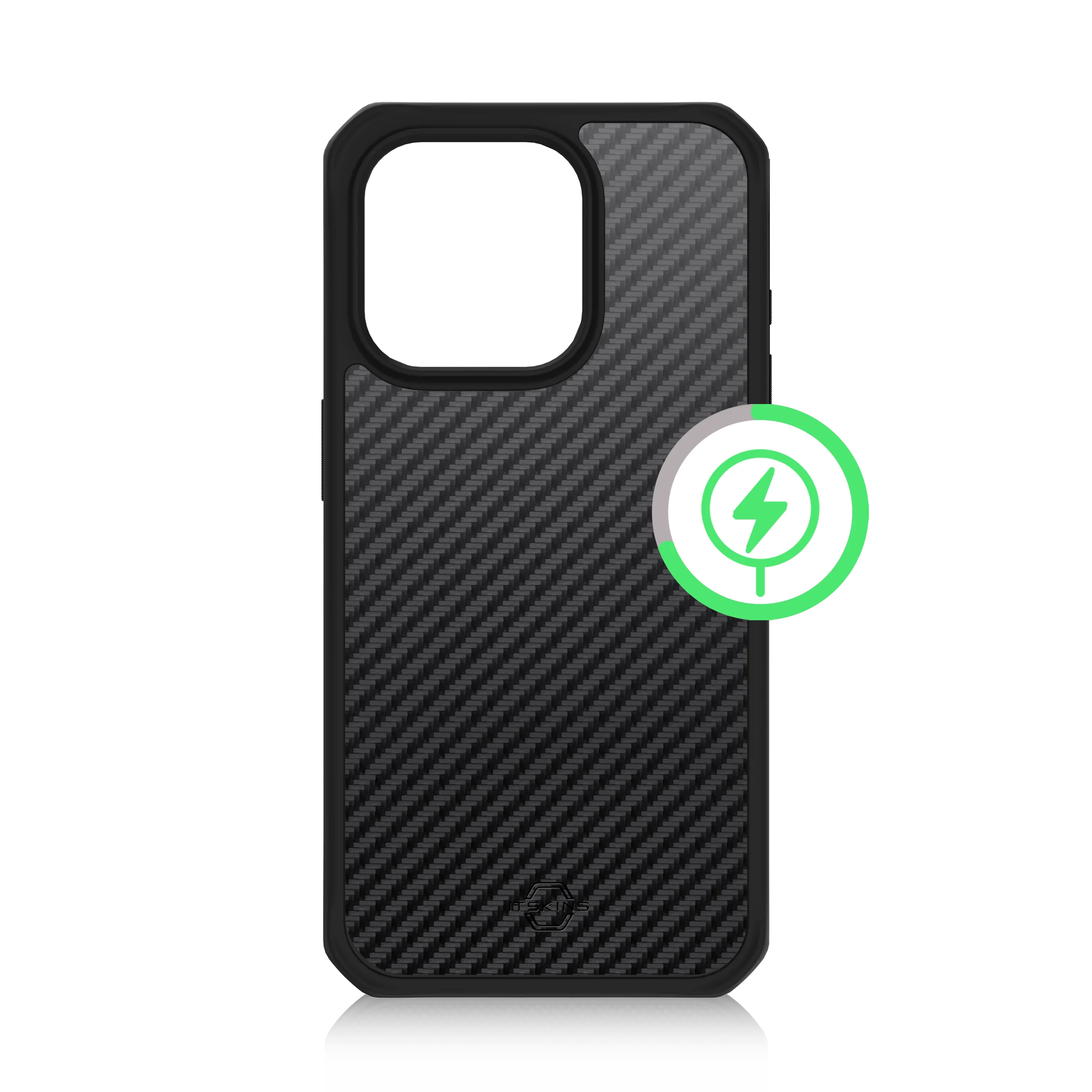 Itskins Ballistic Carbon iPhone 15 Pro Max Magsafe Case - Black - Tashqila Itskins Ballistic Carbon iPhone 15 Pro Max Magsafe Case - Black - Tashqila